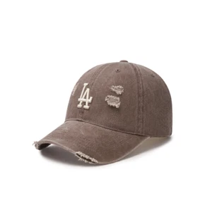 MLB KOREA Damage Washing Unstruck Ball Cap Los Angeles Dodgers, Brown - Picture 1 of 8