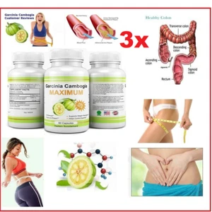 3x USA 95% HCA Garcinia Cambogia Maximum-Diet Weight Loss Fat Burn, 100% PURE - Picture 1 of 11