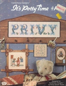 It's Potty Time #1 Cross Stitch Pattern Booklet 1986 Soard Privy Outhouse Teddy - Picture 1 of 6