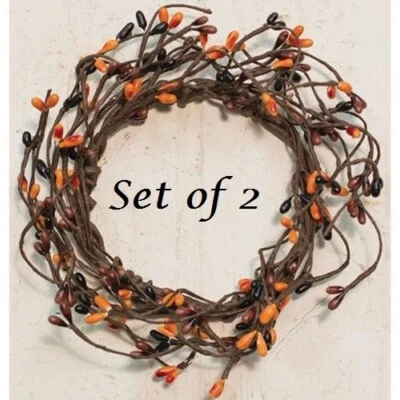 NEW PRIMITIVE Farmhouse Berry Candle Rings MIX 2PCS Orange Black Rust 3.5" - Image 1 of 2
