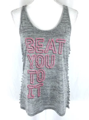 Материал девочка активный Майка Beat You to It порезанный состаренный выгорания серый L - Изображение 1 из 4