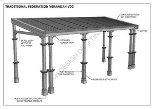 TERRAZA DE TECHO PLANO DE MADERA TRADICIONAL V02 - Planos de construcción completos 2D y 3D - Imagen 1 de 11