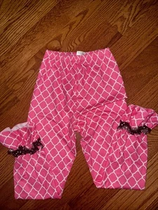 Girls, Pink Leggings With Ruffles At The Ankles - Picture 1 of 2