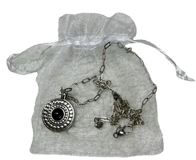 Brighton Pebble Dot Onyx As Is Necklace JM7298 Silver Plated — 第 1/4 张图片