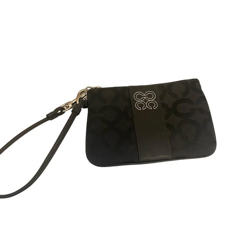 Coach Portafoglio da Polso Madison Nero e Argento Firmato Pelle Mini Borsa da Viaggio