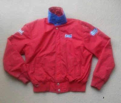 Vintage 80s 90s Men's Budweiser Bomber Jacket Spell Out Red Nylon Sz L - Image 1 of 4