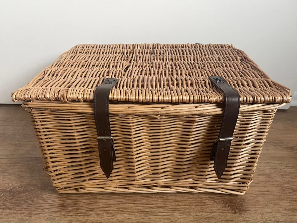 Großer Weidenkorb Aufbewahrungs Korb mit Deckel 50 x 37 x 30 Weiden Truhe - Bild 1 von 4