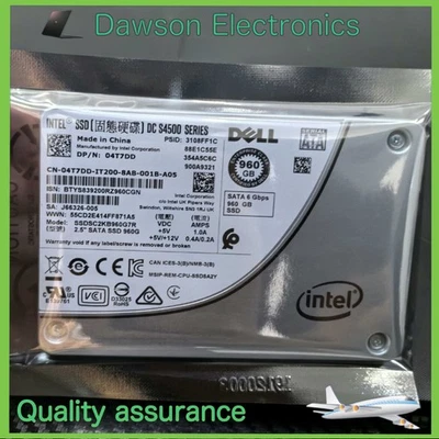 DELL S4500 Intel 960GB 2.5" SATA 6G PowerEdge 14Gen 15G 16G R640 R650 Server SSD - Image 1 of 4