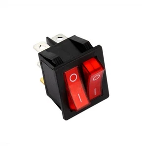 INTERRUTTORE DOPPIO LUMINOSO ROSSO 22x30MM 250v 16a 6 faston - Foto 1 di 1