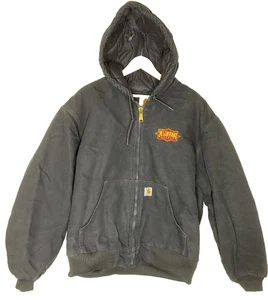 Black Carhartt Mens Hooded Jacket Embroidered Concrete Supply Sz XL USA - Picture 1 of 15
