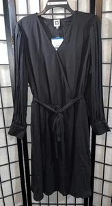 Anne Klein Anne Black Dress Size XL Belted Long Sleeve - Picture 1 of 6