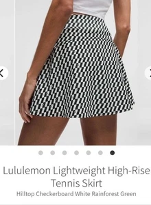 🍋Gonna da tennis leggera Lululemon Gingham Rainforest verde 12 usata in ottime condizioni - Foto 1 di 7