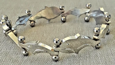 Vintage Taxco Solid Heavy Sterling Dolphin 925 Sterling Silver 7" 27g - Image 1 of 4