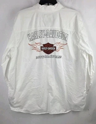 Harley Davidson Men Embroidered Long Sleeve Shirt Flames Sz 3XL -Read- - Image 1 of 4
