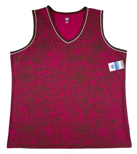 NWT SJB Active Tank Top Womens 2X Purple Wildberry Floral Sleeveless V-Neck - Picture 1 of 8
