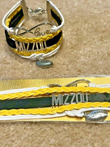 Lot of 2University of Missouri MIZZOU Infinity Bracelet with football charm US Cover