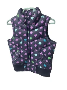 Gap Girls Puffer Quilted Vest Star Heart Print Navy Blue Size Large (10)#4 - Picture 1 of 15