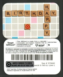 TARGET Happy Birthday, Scrabble Board ( 2007 ) Gift Card ( $0 ) - Picture 1 of 1