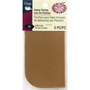 Dritz Iron-On Heavy Canvas Patches 5"X5" 2/Pkg-Golden Light Brown - Picture 1 of 1
