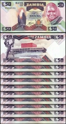 Zambia 50 Kwacha 1986 1988, UNC- 10 PCS LOT, P-28 - Image 1 of 4