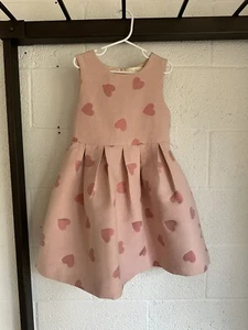 EUC Mini Boden Girls Sleeveless Metallic Heart Dress SIZE 6-7Y Pink MISSING BELT - Picture 1 of 13
