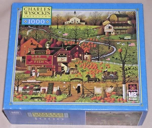 NEW 2002 HTF Black Birds Roost at Mill Creek Farm Town 1000 Piece Puzzle Wysocki - Picture 1 of 8
