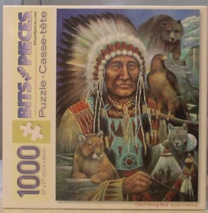 CHIEF SITTING BEAR BY RUANE MANNING BITS AND PIECES PUZZLE - Imagen 1 de 2