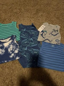 NEW Carters 5-Pack Boy Tank Top sleeveless Bodysuits 12month Blue Dinosaur - Picture 1 of 1