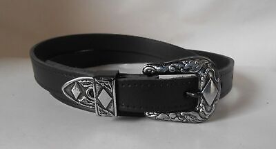 Cintura In Vera Pelle Stile Western Nera Larga 18 Mm - S, M, L, XL • 11.52€