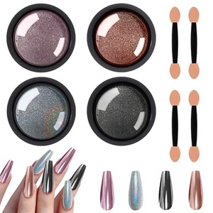 Chrome Nail Powder Metallic Mirror Effect Pigment Chrome Laser Iridescent Nai... - Picture 1 of 7