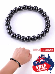 Black Hematite 8mm Round Bead Chakra Bracelet Natural Men Women Healing Bead 1pc - Picture 1 of 1