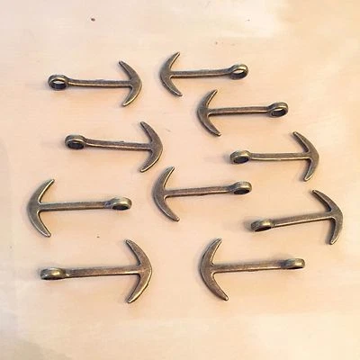 Juego de 20 dijes de gancho de anclaje de bronce - 1 1/4" - agujero de 5 mm - vendedor de EE. UU. - Paracord Foto 1 de 4