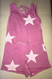 Girls kids size 4 shorts romper pink w white stars - Picture 1 of 1