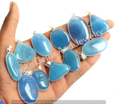 Chalcedony Gemstone  Pendant Wholesale Lot 925 Sterling Silver Plated jewelery - image 1 of 4
