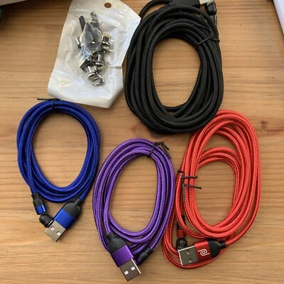 4 pack mixed  in 1 Magnetic USB Cable 3A FAST Charging Sync Type-C Micro & iOS - Image 1 of 4