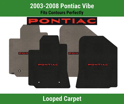 Alfombrillas delanteras Lloyd Classic Loop para Pontiac Vibe '03-08 con Pontiac rojo sobre negro Foto 1 de 4