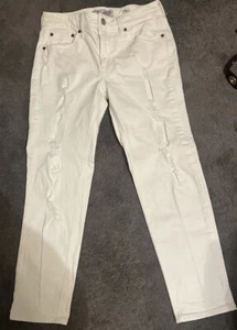 Lucky Brand White Distressed Sienna Slim Boyfriend Jeans O0 Inseam-26” - Picture 1 of 12