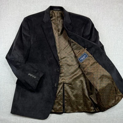 Chaps Ralph Lauren Men's 44R Black Corduroy Sport Coat Blazer PinWale Paisley - Image 1 of 4