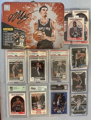Victor Wembanyama Rookie PSA 10 AUTO Tim Duncan HOOPS PRIZM Lunchbox Spurs LOT - Image 1 of 4