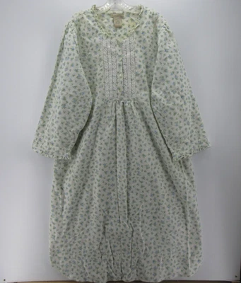 Vestido de dormir vintage Laura Ashley para mujer grande blanco camisón franela cabaña * Foto 1 de 4