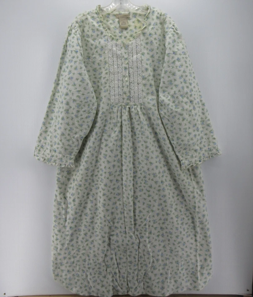 VINTAGE Vestido de Dormir Laura Ashley Feminino Grande Camisola Branca Casa de Flanela * - Imagem 1 de 4
