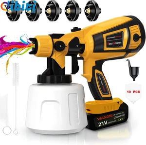 Pistola per Verniciare a Batteria,200W 32000PRM 1000ML HVLP Verniciatore a Spruz - Foto 1 di 12
