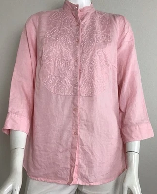 😀 Top Tweeds Mujer Talla M, M Lino Bordado Rosa Foto 1 de 4