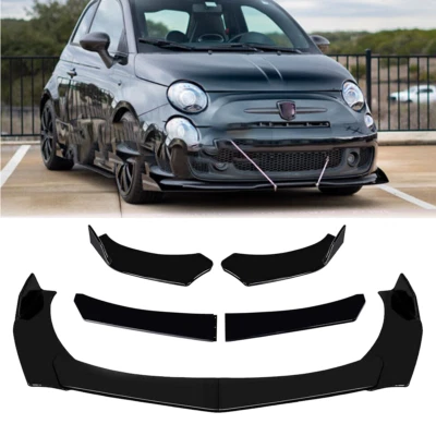 For Fiat 500  Front Bumper Lip Spoiler Splitter Body Kits Protector Cover Glossy - Imagem 1 de 4