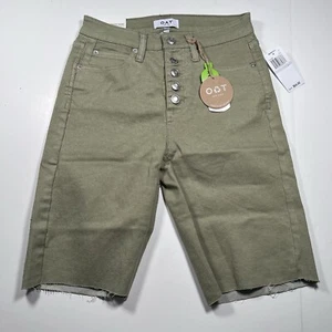 OAT New York Women's High-Rise Bermuda Jean Shorts Green Size 27 Casual Summer - Picture 1 of 7