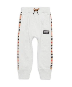 Burberry Big Girl Mela Logo Iconic Stripe Tapered Joggers Pants Grey Sz 10Y NWT! - Picture 1 of 9