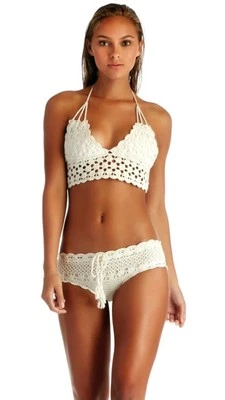 NWOT $183 SET GRANDE DE 10 VITAMINAS A NIGHTBIRD CROCHET TRUE WHITE TOP & BOTTOM Foto 1 de 2