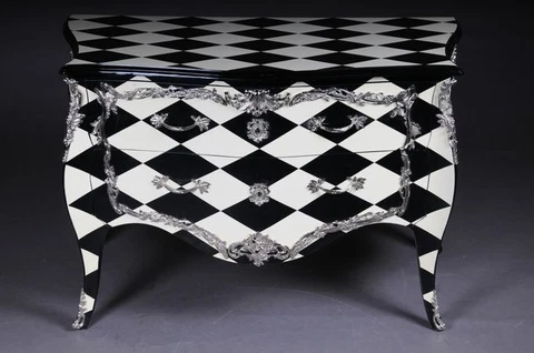 D-Gm-222 Designer Dresser IN Louis-Quinze XV Style Checkerboard Cover