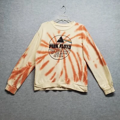 PINK FLOYD Mujer Sudadera L Amarillo Tie Dye El Lado Oscuro de la Luna '73 Tour Foto 1 de 4