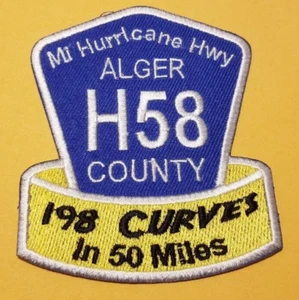Parche bordado Hurricane Hwy Michigan H58 198 curvas 50 millas aprox. 3x3,5" - Imagen 1 de 2